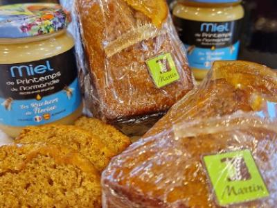 véritable pain d'épices au miel des ruchers de florine, seigle de la ferme des noyer